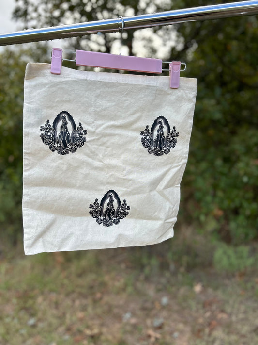 Black Virgin De Guadalupe Tote Bag